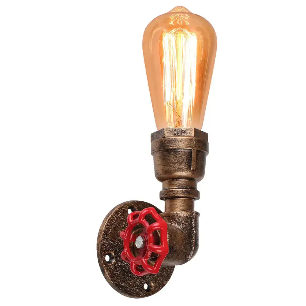 Industrial water pipe wall sconce kitchen light in black & brass