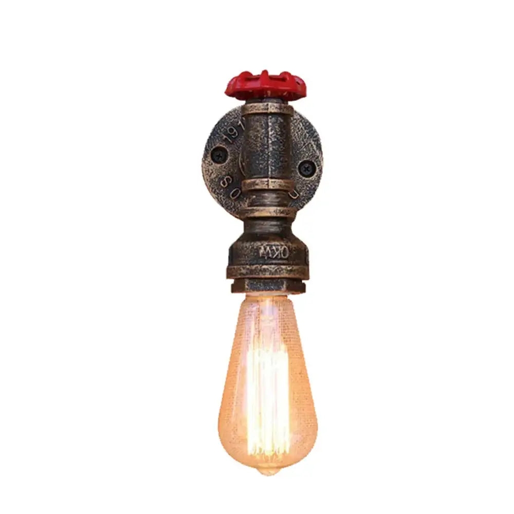 Industrial water pipe wall sconce kitchen light in black & brass