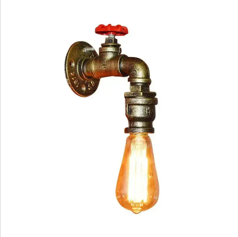 Industrial water pipe wall sconce kitchen light in black & brass