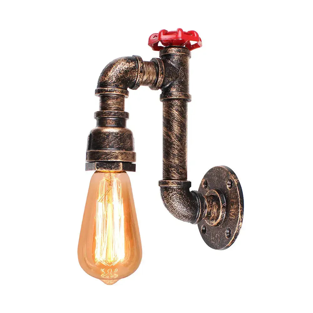 Industrial water pipe wall sconce kitchen light in black & brass