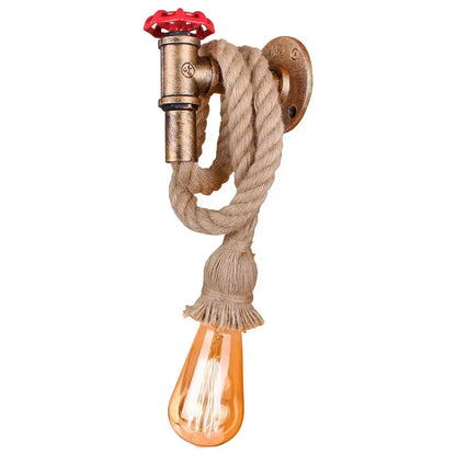 Industrial water pipe wall sconce kitchen light in black & brass