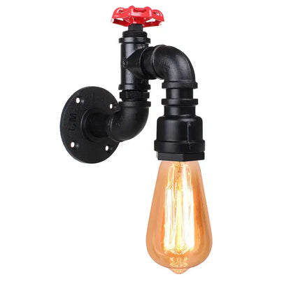 Industrial water pipe wall sconce kitchen light in black & brass