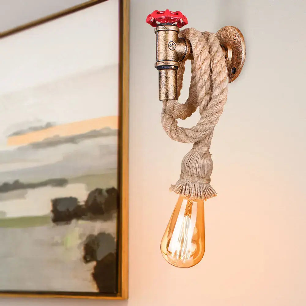Industrial water pipe wall sconce kitchen light in black & brass