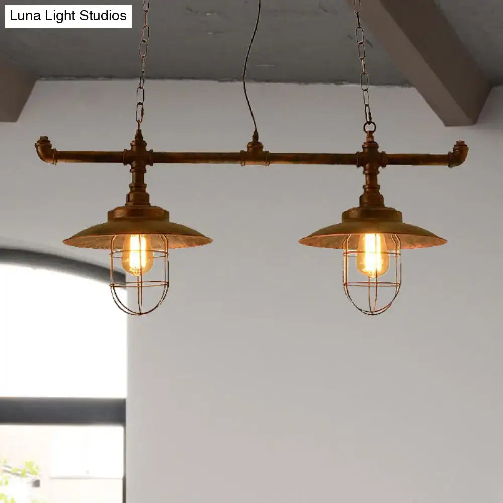 Industrial weathered copper pipe design island light kitchen pendant