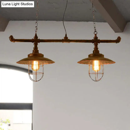 Industrial weathered copper pipe design island light kitchen pendant
