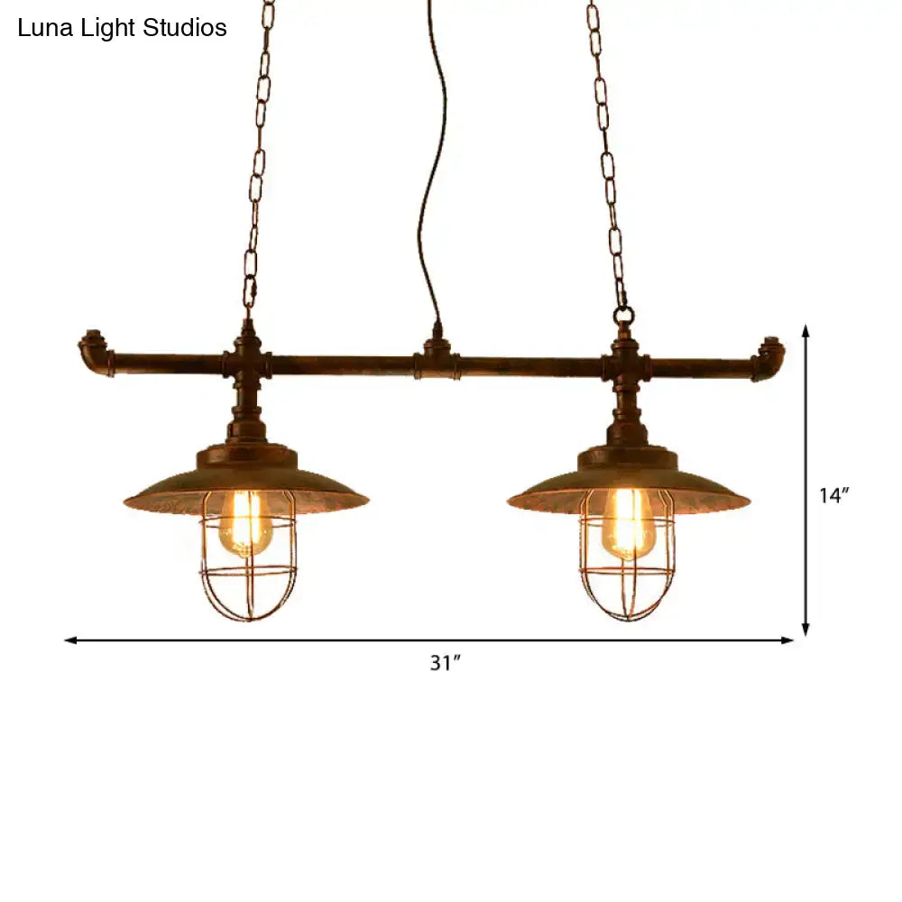 Industrial weathered copper pipe design island light kitchen pendant