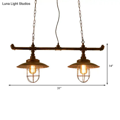 Industrial weathered copper pipe design island light kitchen pendant