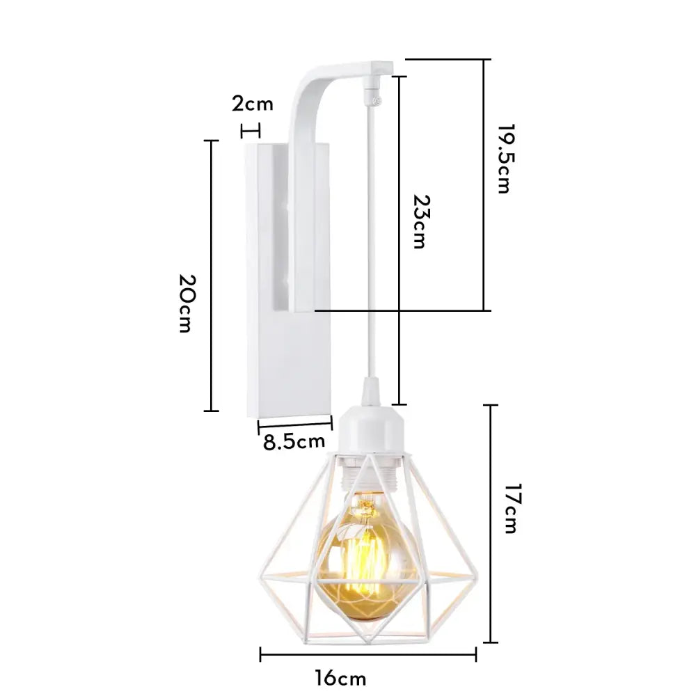 Industrial white and brass wall sconce – bedroom geometric lighting