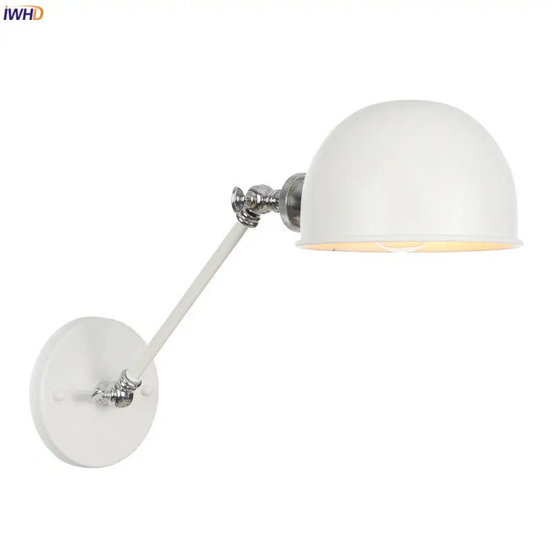 Industrial white and chrome adjustable swing arm wall sconce bedroom