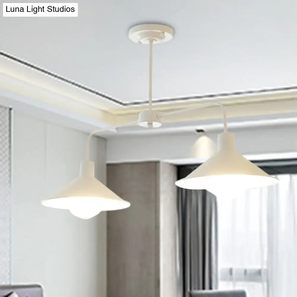 Industrial white & black conic pendant light – kitchen island fixture
