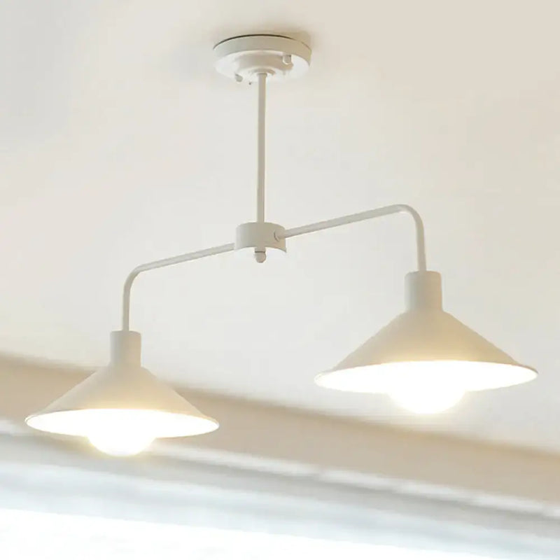Industrial white & black conic pendant light – kitchen island fixture