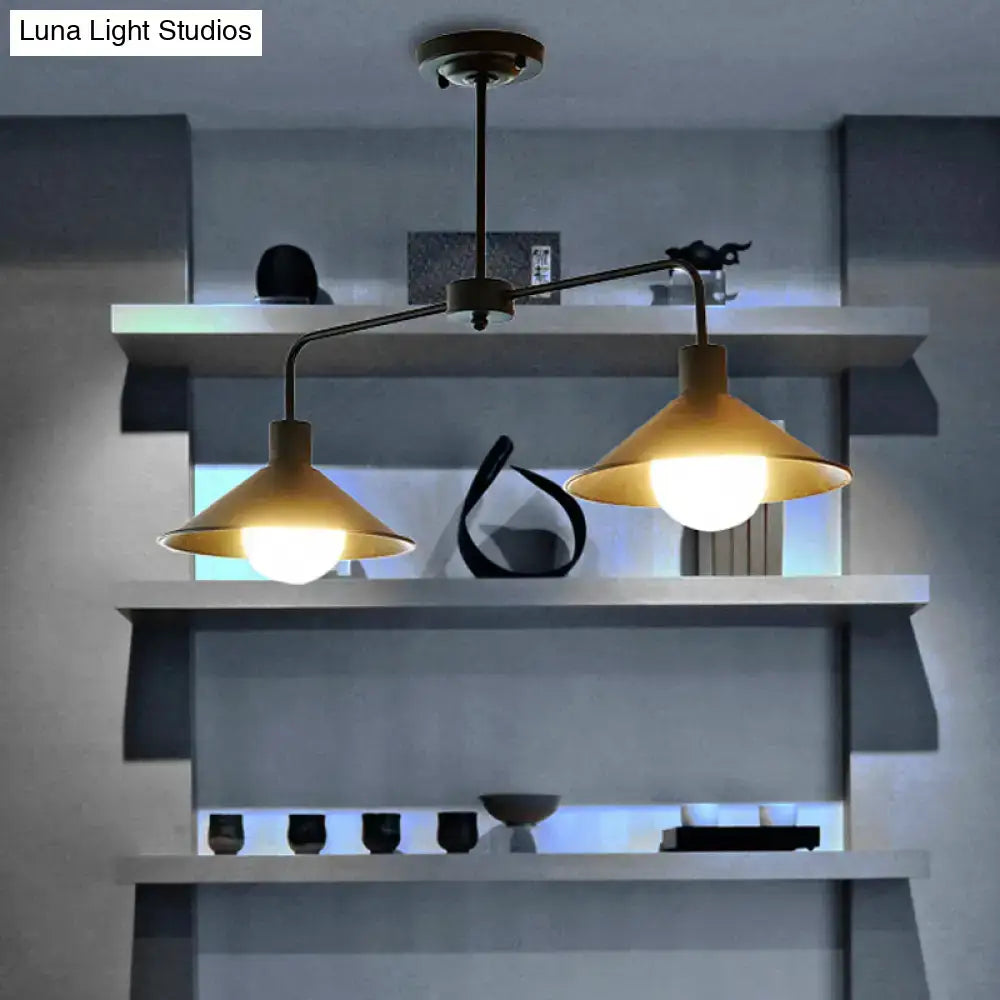 Industrial white & black conic pendant light – kitchen island fixture