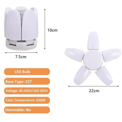 Industrial white deformable led ceiling light garage four wing bulb