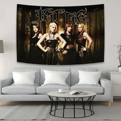 Industrial white sewing machine kitties tapestry wall art bedroom decor