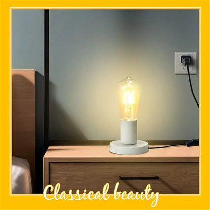 Industrial white table lamp base bedroom desk light with power cord