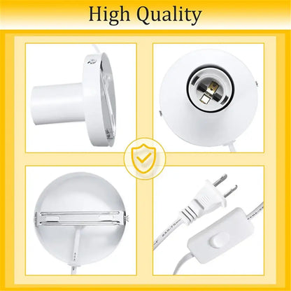 Industrial white table lamp base bedroom desk light with power cord