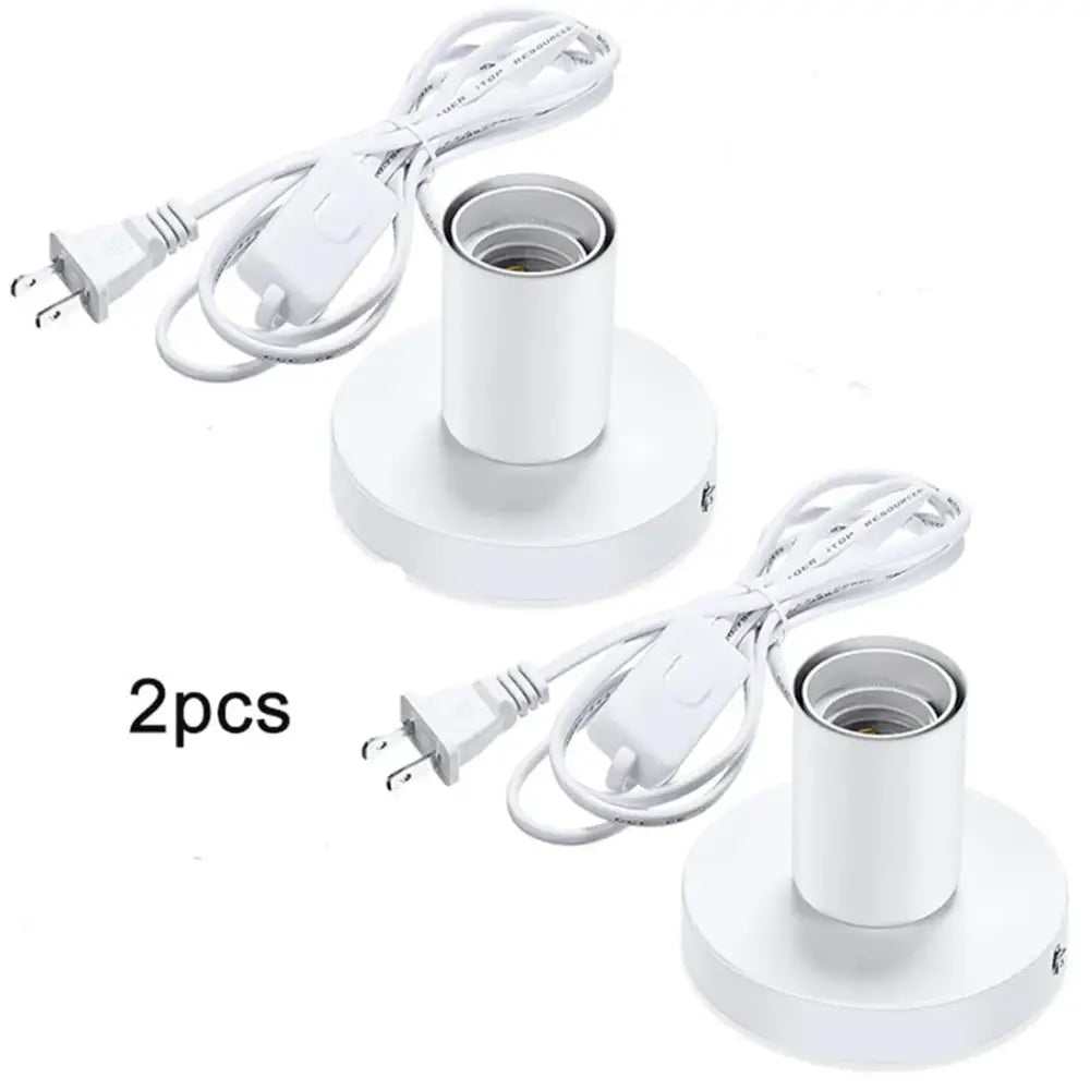 Industrial white table lamp base bedroom desk light with power cord
