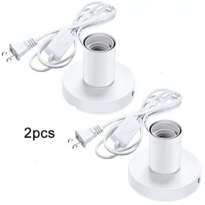Industrial white table lamp base bedroom desk light with power cord
