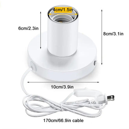 Industrial white table lamp base bedroom desk light with power cord