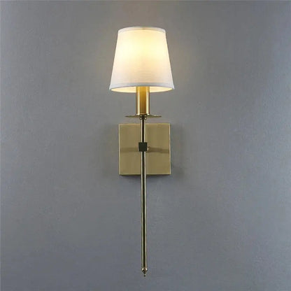 Industrial white wall lamp with brass finish for bathroom