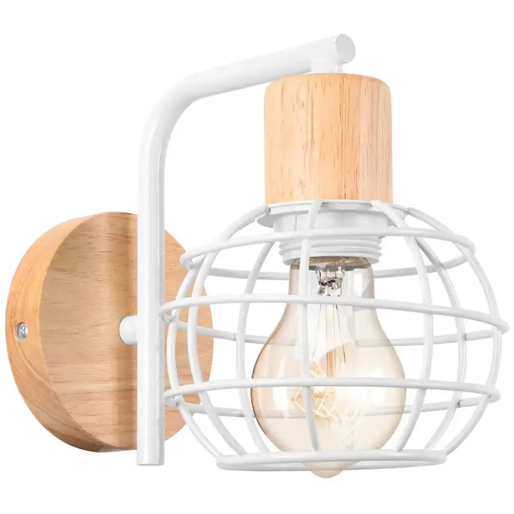 Industrial wire cage wall sconce black & white bedroom light fixture