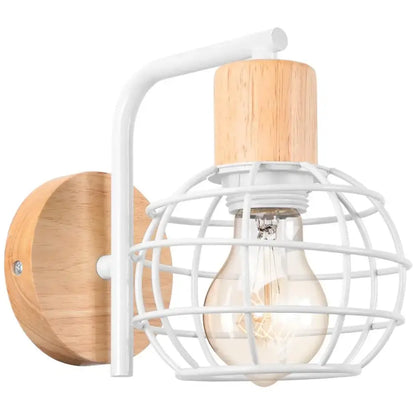 Industrial wire cage wall sconce black & white bedroom light fixture
