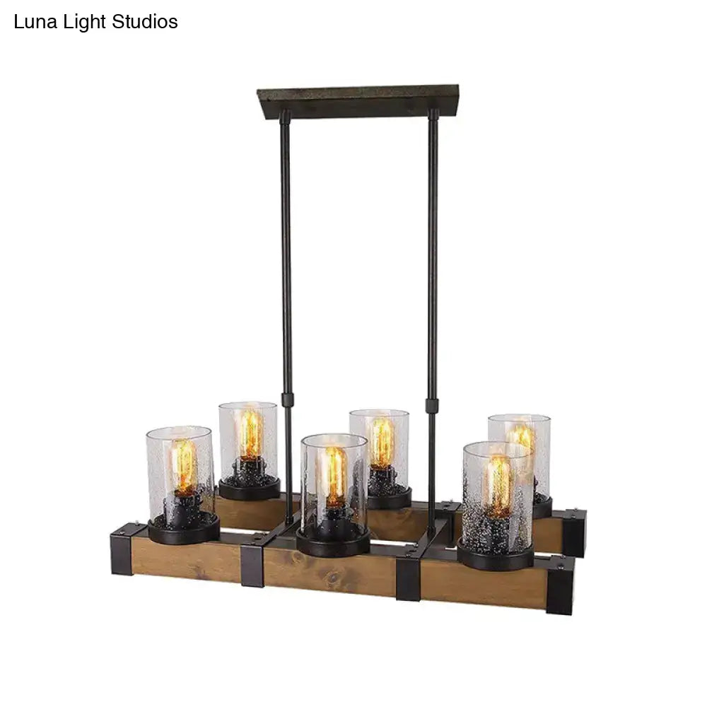 Industrial wood and black pendant light – dining room clear glass