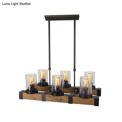 Industrial wood and black pendant light – dining room clear glass