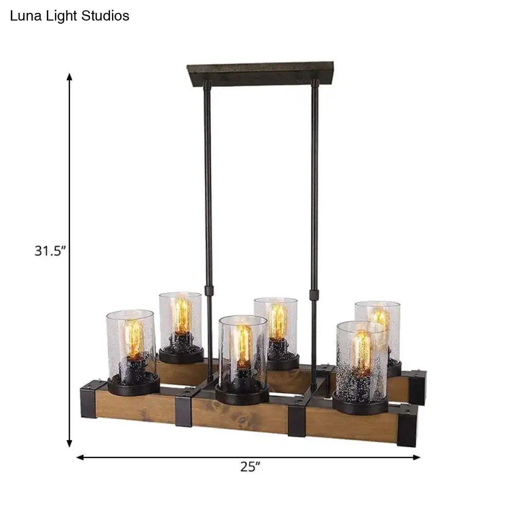 Industrial wood and black pendant light – dining room clear glass