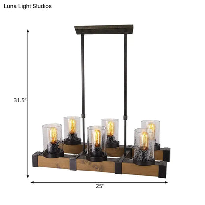 Industrial wood and black pendant light – dining room clear glass