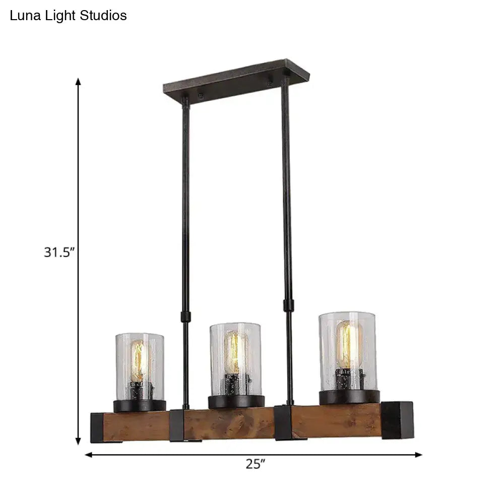 Industrial wood and black pendant light – dining room clear glass