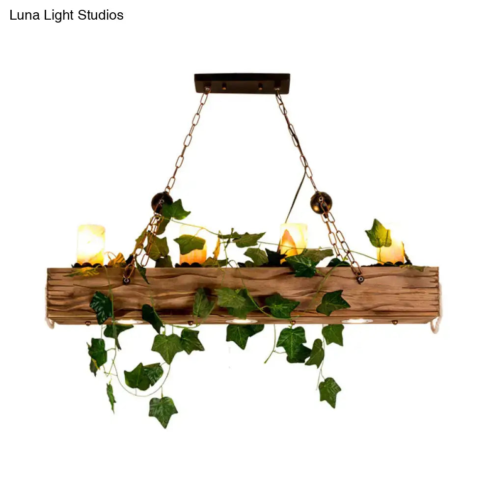 Industrial wood and ivy dining room chandelier with e26 e27 bulbs