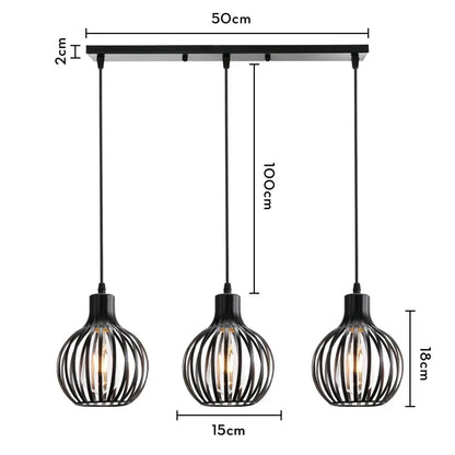 Industrial wood pendant light black & white dining room fixture