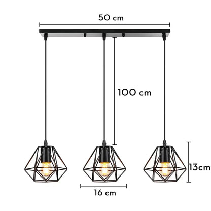 Industrial wood pendant light black & white dining room fixture