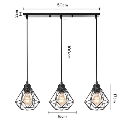 Industrial wood pendant light black & white dining room fixture