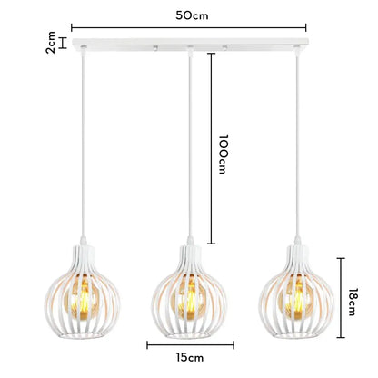 Industrial wood pendant light black & white dining room fixture