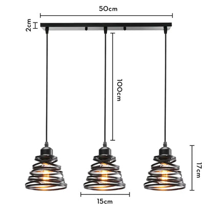 Industrial wood pendant light black & white dining room fixture