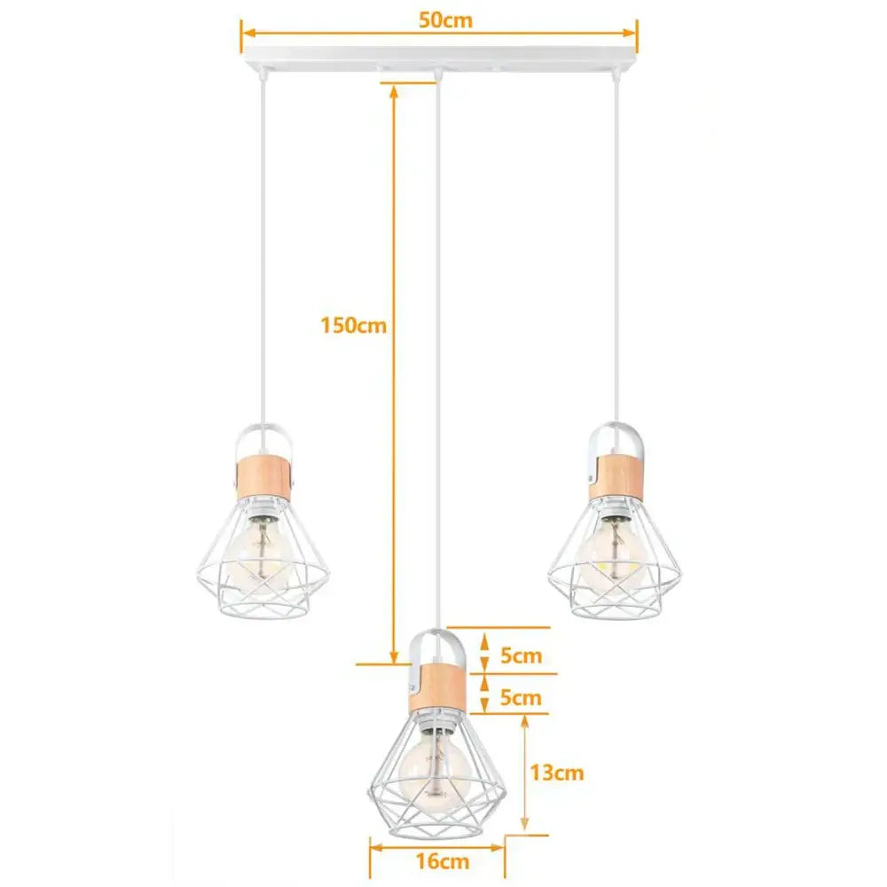 Industrial wood pendant light black & white dining room fixture