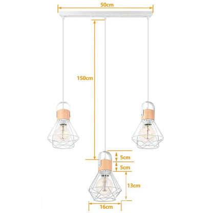 Industrial wood pendant light black & white dining room fixture