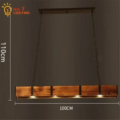 Industrial wood pendant lights dining room rustic four light bar