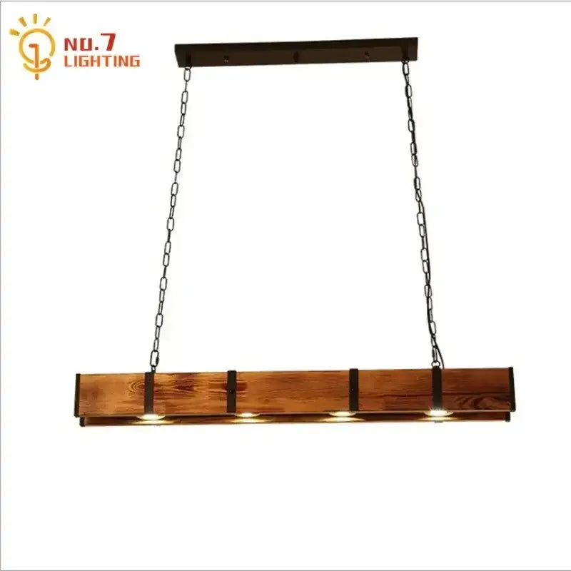 Industrial wood pendant lights dining room rustic four light bar