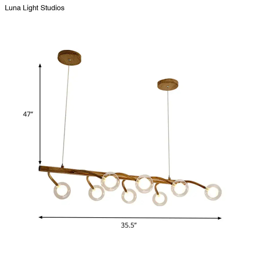 Industrial wooden drop pendant – dining room modo clear glass light