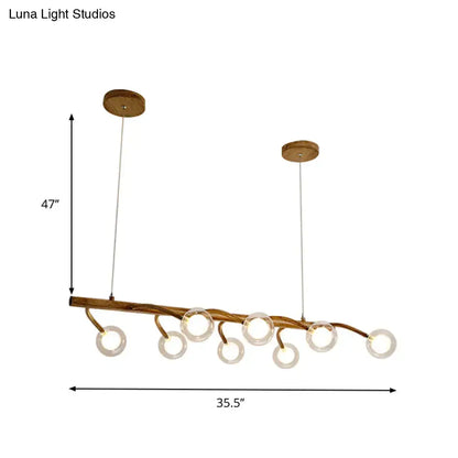 Industrial wooden drop pendant – dining room modo clear glass light