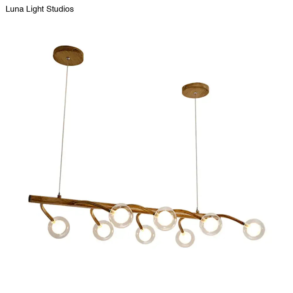 Industrial wooden drop pendant – dining room modo clear glass light