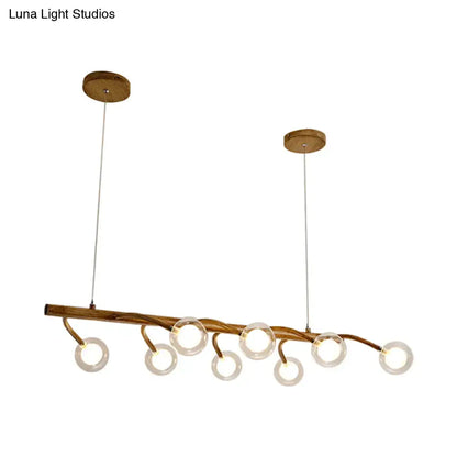 Industrial wooden drop pendant – dining room modo clear glass light