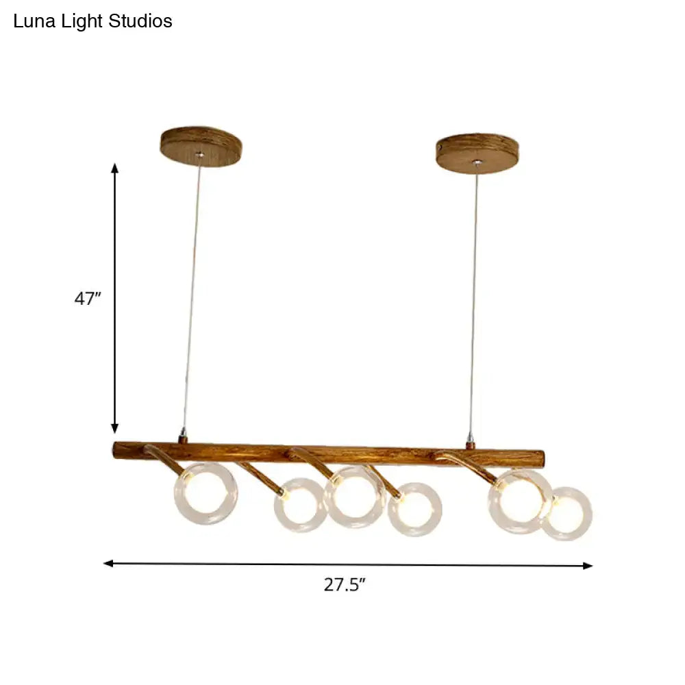 Industrial wooden drop pendant – dining room modo clear glass light