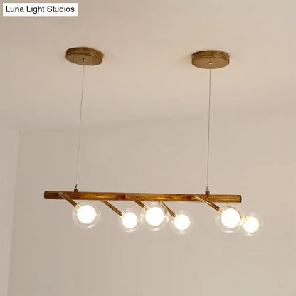 Industrial wooden drop pendant – dining room modo clear glass light