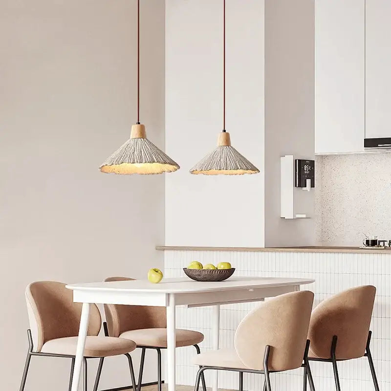 Industrial woven concrete pendant light kitchen fixture