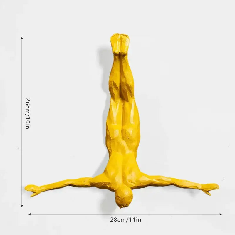 Industrial yellow bungee jumper wall sculpture living room decor