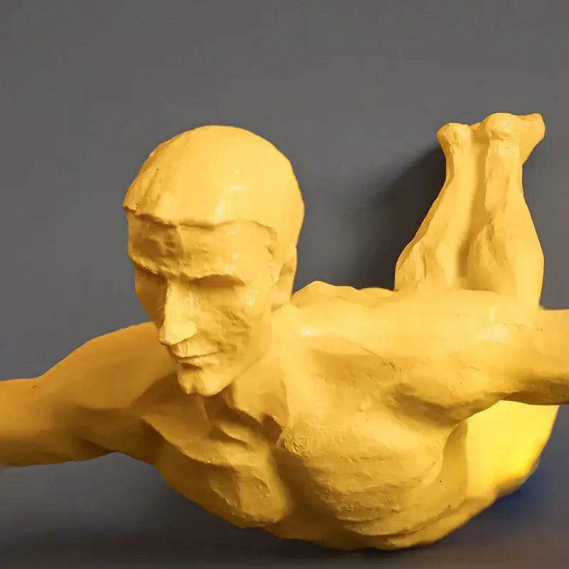 Industrial yellow bungee jumper wall sculpture living room decor